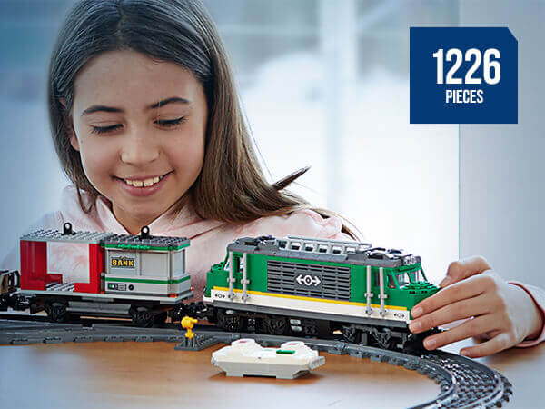 Lego city cargo train 60198 with extra tracks