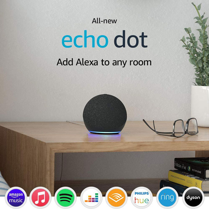 Echo Dot (4th Gen) | Smart speaker with Alexa | Charcoal