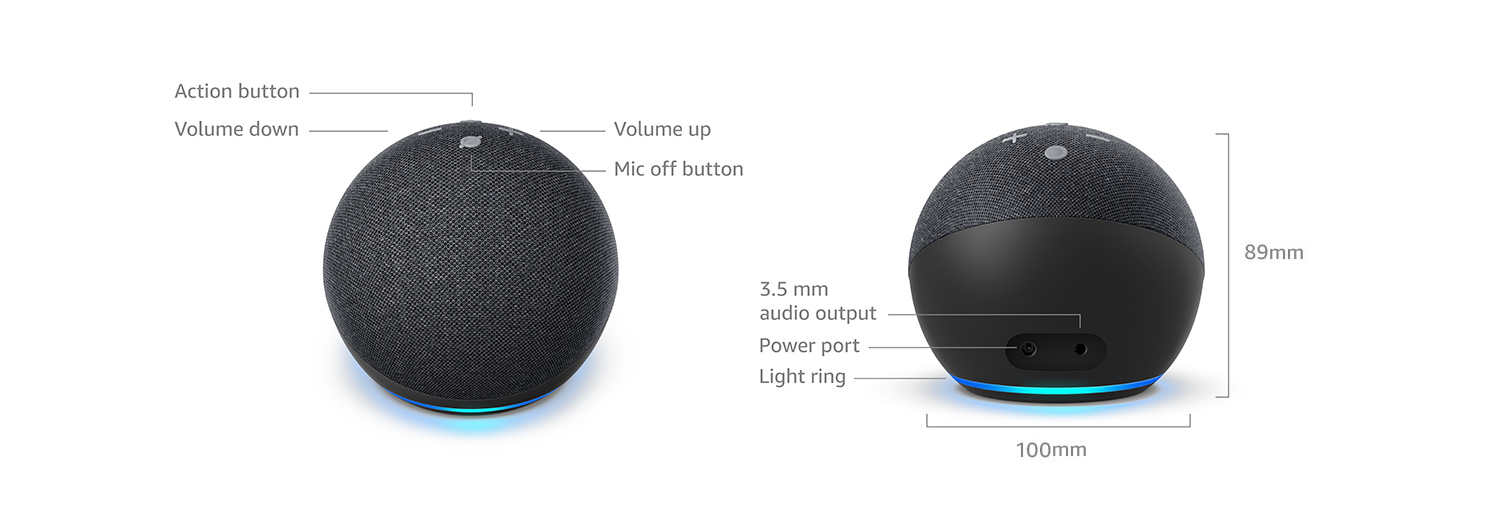 Amazon Echo Dot (4th Gen) with Alexa - Charcoal | BIG W