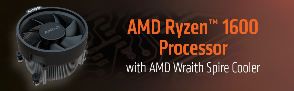 AMD Ryzen 5 1600 with Wraith Spire 95W Cooler AM4 3.6GHz 16MB 